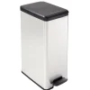 Curver Mülleimer DECO Bin SLIM 40L mit Pedal schwarz silber metallic