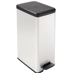 Curver Mülleimer DECO Bin SLIM 40L mit Pedal schwarz silber metallic