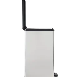 Curver Mülleimer DECO Bin SLIM 40L mit Pedal schwarz silber metallic