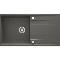 deante 1 Becken Granitspüle ERIDAN mit Abtropffläch anthrazit metallic