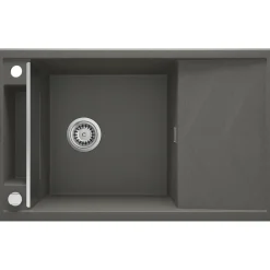 deante 1 Becken Granitspüle MAGNETIC mit Abtropffläch anthrazit metallic