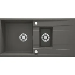 deante 1,5 Becken Granitspüle ERIDAN mit Abtropffläch anthrazit metallic