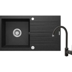 deante Granitspülen-Set ZORBA mit Armatur graphit