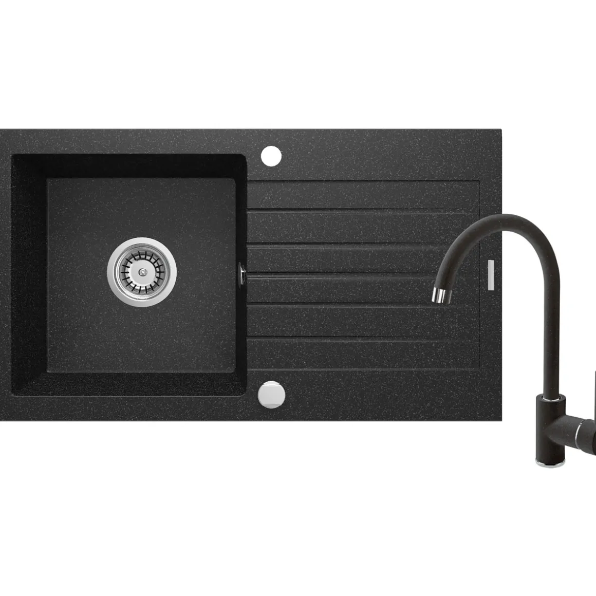 deante Granitspülen-Set ZORBA mit Armatur graphit
