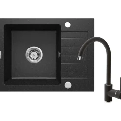 deante Granitspülen-Set ZORBA mit Armatur graphit