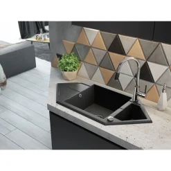 deante Spültischarmatur ASTER schwarz/ chrom