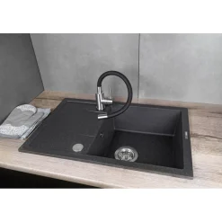 deante Spültischarmatur LUNO Edelstahl/ schwarz