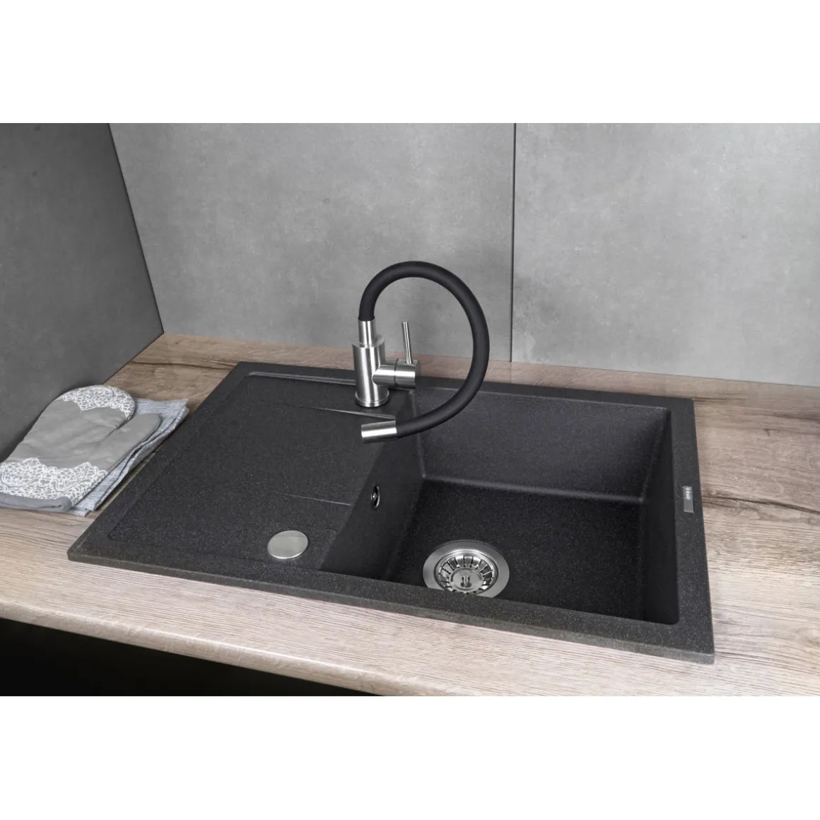 deante Spültischarmatur LUNO Edelstahl/ schwarz