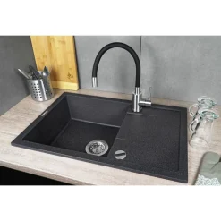 deante Spültischarmatur LUNO Edelstahl/ schwarz