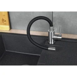 deante Spültischarmatur LUNO Edelstahl/ schwarz