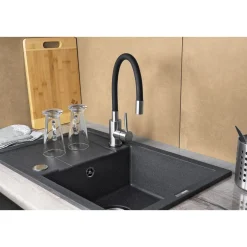 deante Spültischarmatur LUNO Edelstahl/ schwarz