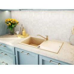 deante Granit-Einbauspüle Evora sand 78 x 44 cm