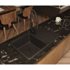 deante Granit-Einbauspüle Momi inkl. Schneidebrett 44 x 67 cm Graphit Metallic