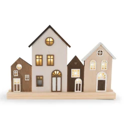 Deko-Häuser LED mit Timer 2 x AAA exklusiv Holz 31 x 5 x 21 cm