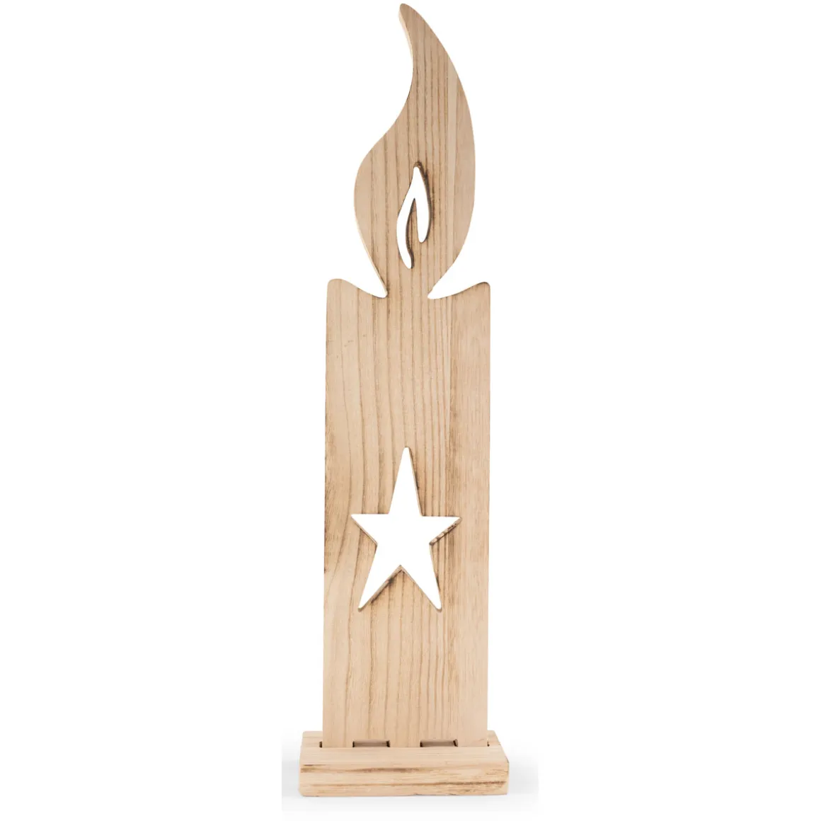 Deko-Kerze zum Stellen Holz 15 x 12,5 x 61 cm natur