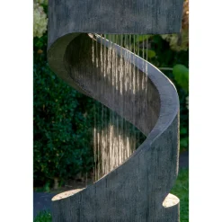 dobar Design-Gartenbrunnen mit LEDs Durchmesser 31,5 x 79,5 cm grau