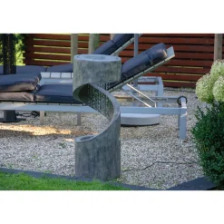 dobar Design-Gartenbrunnen mit LEDs Durchmesser 31,5 x 79,5 cm grau