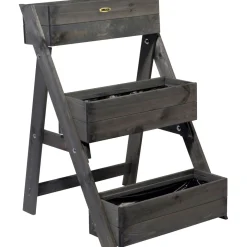 dobar Dreistufige Pflanztreppe 70 x 90 x 60 cm grau