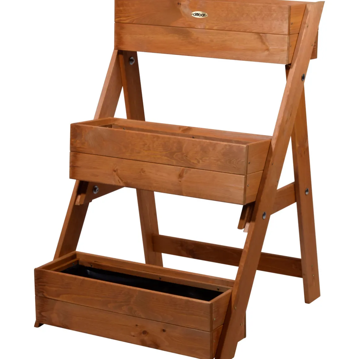 dobar Dreistufige Pflanztreppe 70 x 90 x 60 cm braun