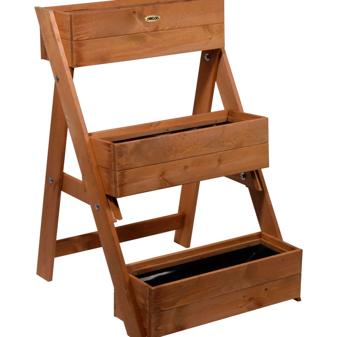 dobar Dreistufige Pflanztreppe 70 x 90 x 60 cm braun