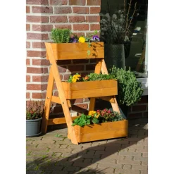 dobar Dreistufige Pflanztreppe 70 x 90 x 60 cm braun