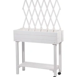 dobar Hochbeet mit Rankhilfe rollbar 79 x 130 x 28,5 cm weiß