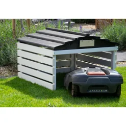 dobar Mährobotergarage 78,5 x 74 x 52,5 cm weiß-schwarz