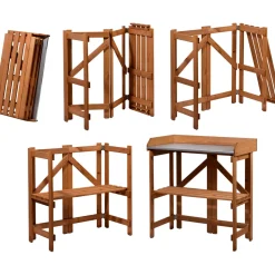 dobar Pflanztisch klappbar 85 x 89 x 44 cm braun