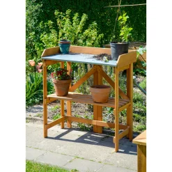 dobar Pflanztisch klappbar 85 x 89 x 44 cm braun