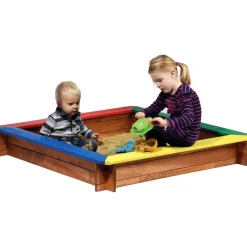 dobar Sandkasten mit Sitzflächen 117 x 18 x 117 cm mehrfarbig