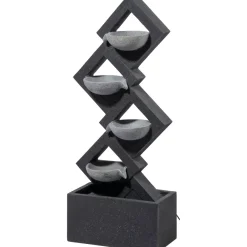 dobar XL Design-Gartenbrunnen mit LEDs 20,5 x 100,5 x 41,5 cm grau