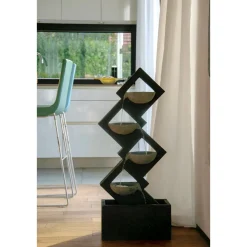 dobar XL Design-Gartenbrunnen mit LEDs 20,5 x 100,5 x 41,5 cm grau