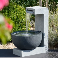 dobar XL Design-Gartenbrunnen mit LEDs 52 x 65 x 44 cm grau