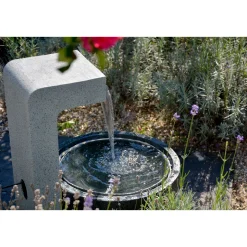 dobar XL Design-Gartenbrunnen mit LEDs 52 x 65 x 44 cm grau