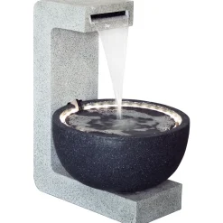 dobar XL Design-Gartenbrunnen mit LEDs 52 x 65 x 44 cm grau