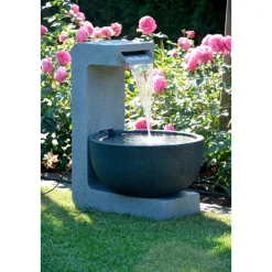 dobar XL Design-Gartenbrunnen mit LEDs 52 x 65 x 44 cm grau
