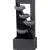 dobar XL Design-Gartenbrunnen mit LEDs 40 x 92 x 25 cm grau