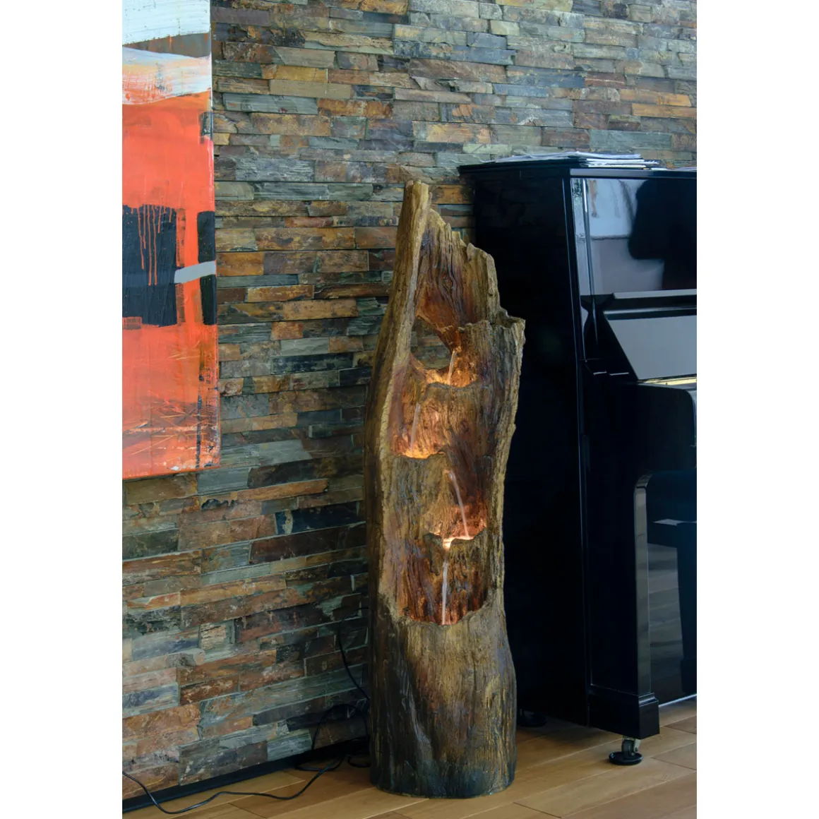 dobar XL Design-Gartenbrunnen 30 x 124,5 x 34 cm braun