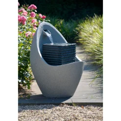 dobar XL Design-Gartenbrunnen 46,5 x 63,5 x 46,5 cm grau