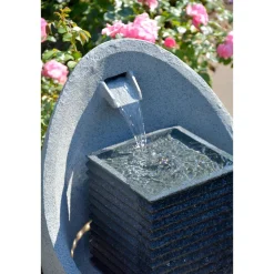 dobar XL Design-Gartenbrunnen 46,5 x 63,5 x 46,5 cm grau