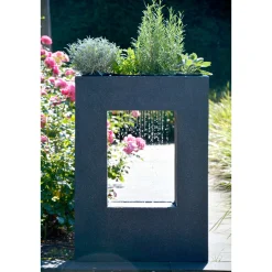 dobar XL Design-Gartenbrunnen mit Pflanzkasten 76 x 54,5 x 19 cm dunkelgrau