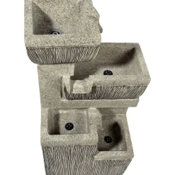 dobar XL Design-Gartenbrunnen mit LEDs 32,3 x 80,3 x 38,7 cm grau