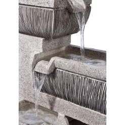 dobar XL Design-Gartenbrunnen mit LEDs 32,3 x 80,3 x 38,7 cm grau