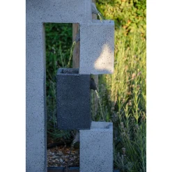 dobar XL Design-Gartenbrunnen mit LEDs 21,5 x 90,5 x 40,5 cm grau