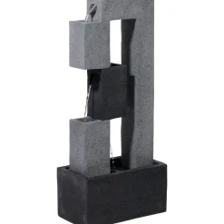 dobar XL Design-Gartenbrunnen mit LEDs 21,5 x 90,5 x 40,5 cm grau