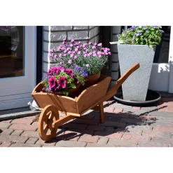 dobar XXL-Pflanzschubkarre 40 x 40 x 130 cm braun