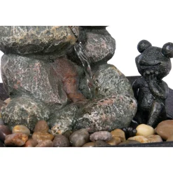 dobar Zimmerbrunnen mit Frosch 20 x 21,5 x 20 cm grau-schwarz