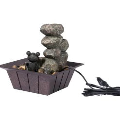 dobar Zimmerbrunnen mit Frosch 20 x 21,5 x 20 cm grau-schwarz