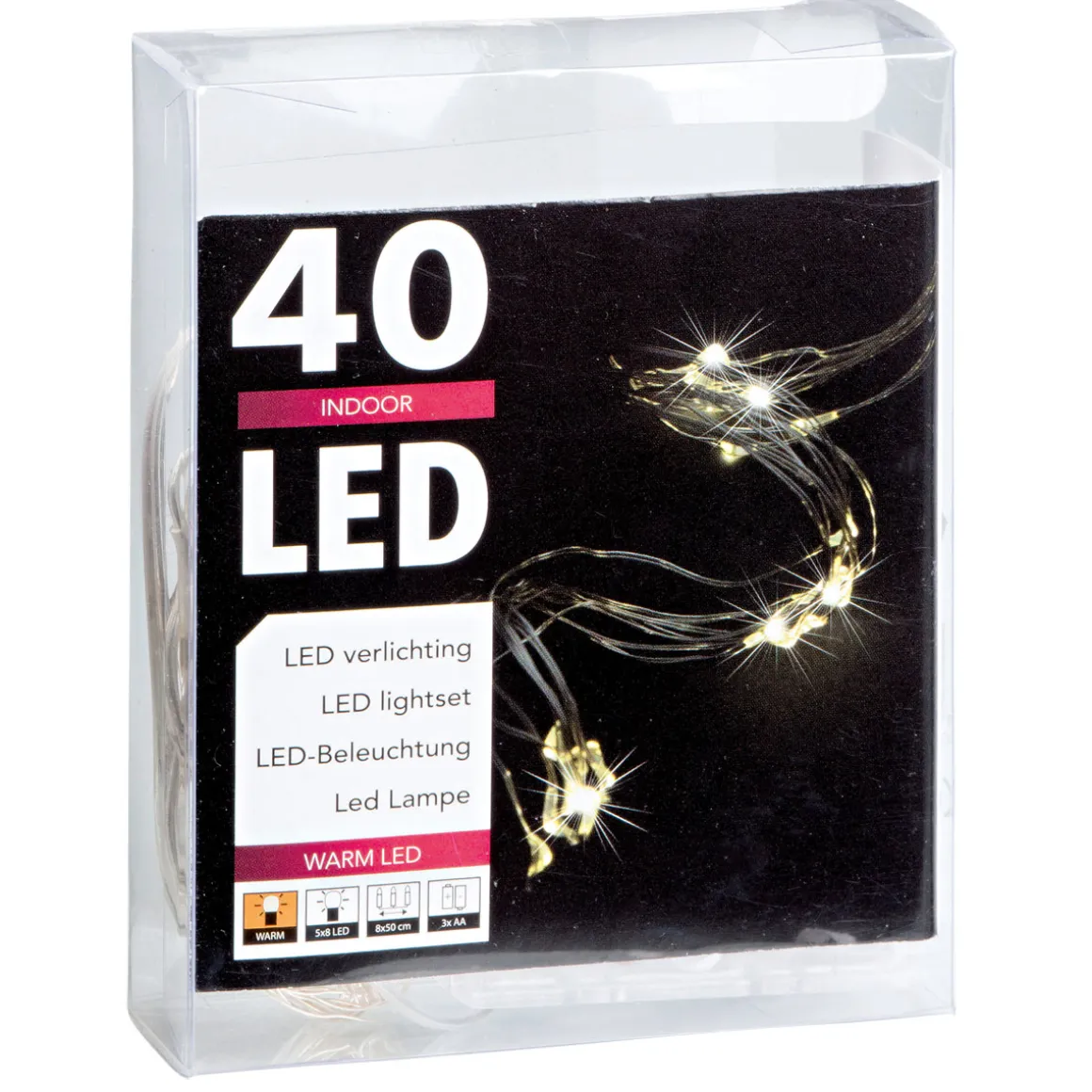 Drahtbeleuchtung 8 x 5 LEDs warmweiß