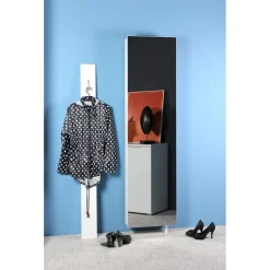 Drehschrank Ordnung mit Spiegelfront 50 x 195 x 18 cm weiß